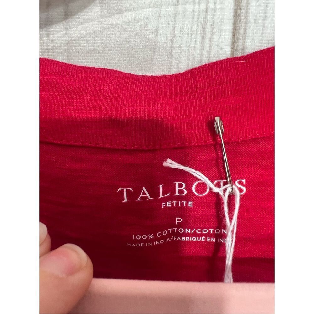 Talbots embroidered split neck red size P - Picture 4 of 8